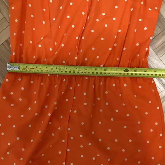 Merona Summer dress sleeveless polka dot orange stretchy waist pockets - Picture 7 of 8